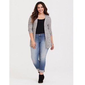 Torrid Pointelle Knit Gray Open Cardigan Size 1